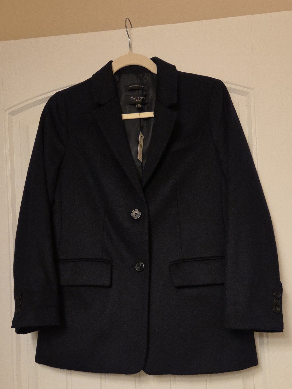 Talbots Dark Navy Single-Breasted Wool Blazer